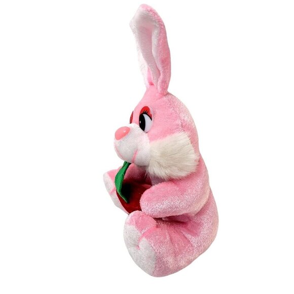 CE Bunny Rabbit w/ Strawberry 9" Seated Stuffed Plush Pink White Easter Spring - Picture 6 of 8